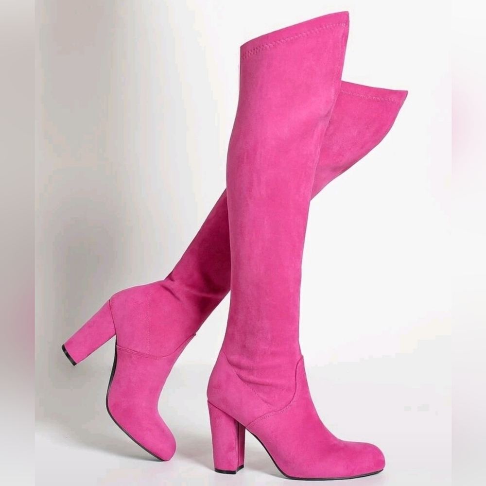 Pink Faux Suede Knee-High Boots NWOT/B Size 39